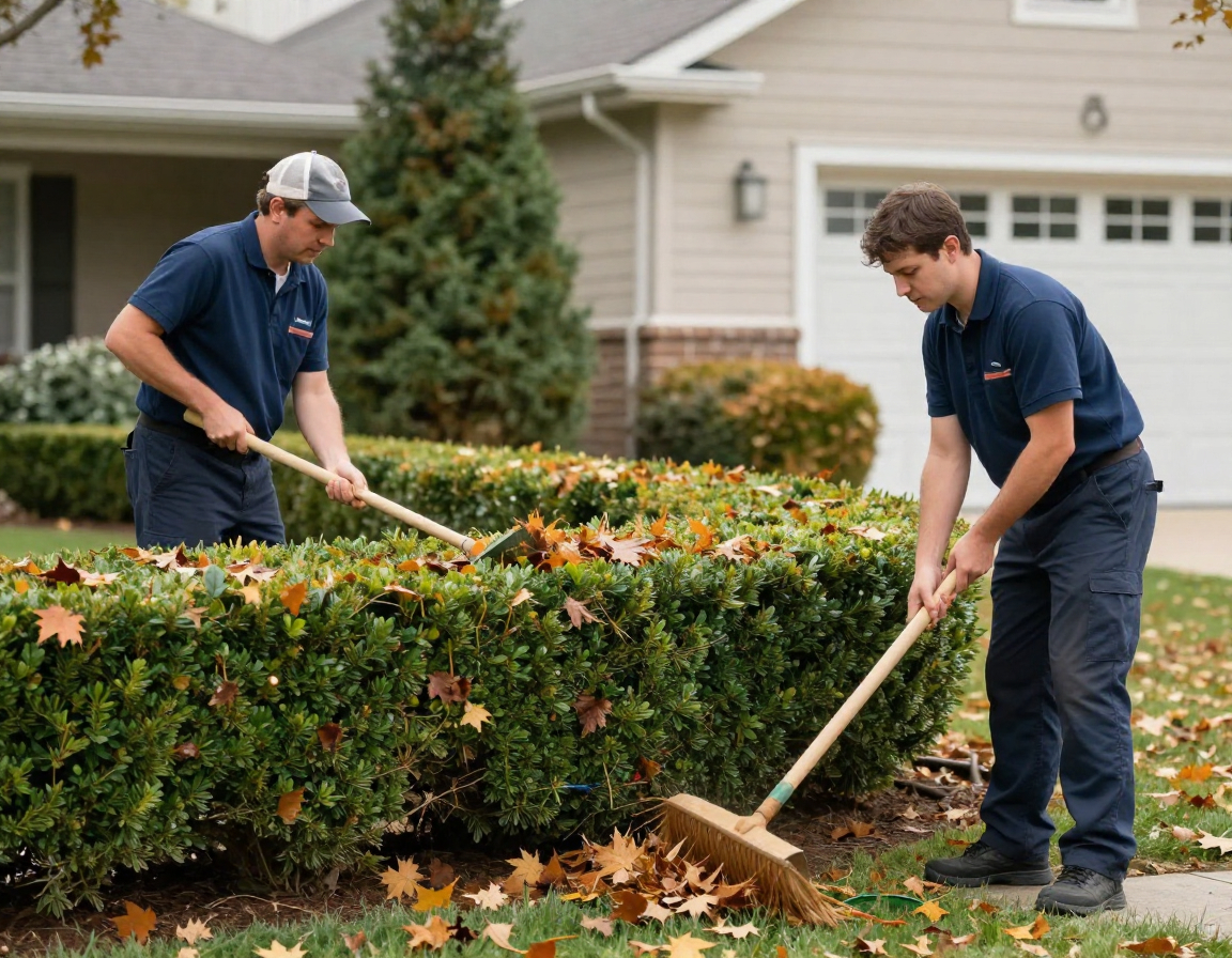 Professional seasonal maintenance work being performed on property